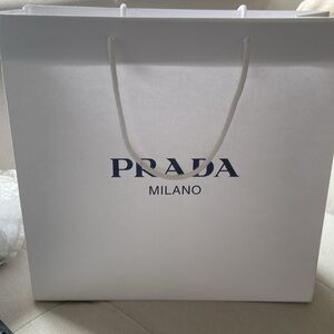 prada new shopping bag  14x14x5 white
